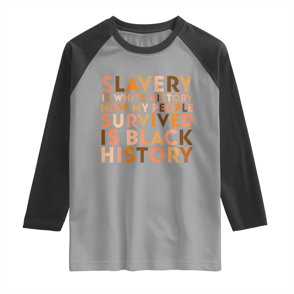 Black History Melanin Raglan Shirt Slavery Is White History How My People Survived Is Black History - Wonder Print Shop