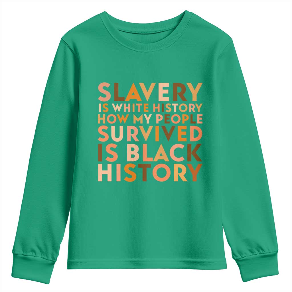 Black History Melanin Youth Sweatshirt Slavery Is White History How My People Survived Is Black History - Wonder Print Shop