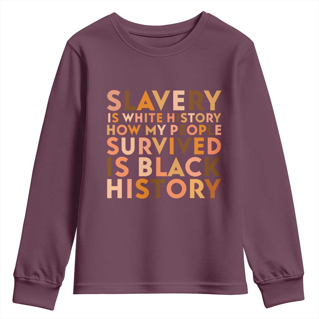 Black History Melanin Youth Sweatshirt Slavery Is White History How My People Survived Is Black History - Wonder Print Shop
