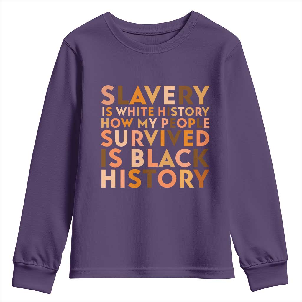 Black History Melanin Youth Sweatshirt Slavery Is White History How My People Survived Is Black History - Wonder Print Shop