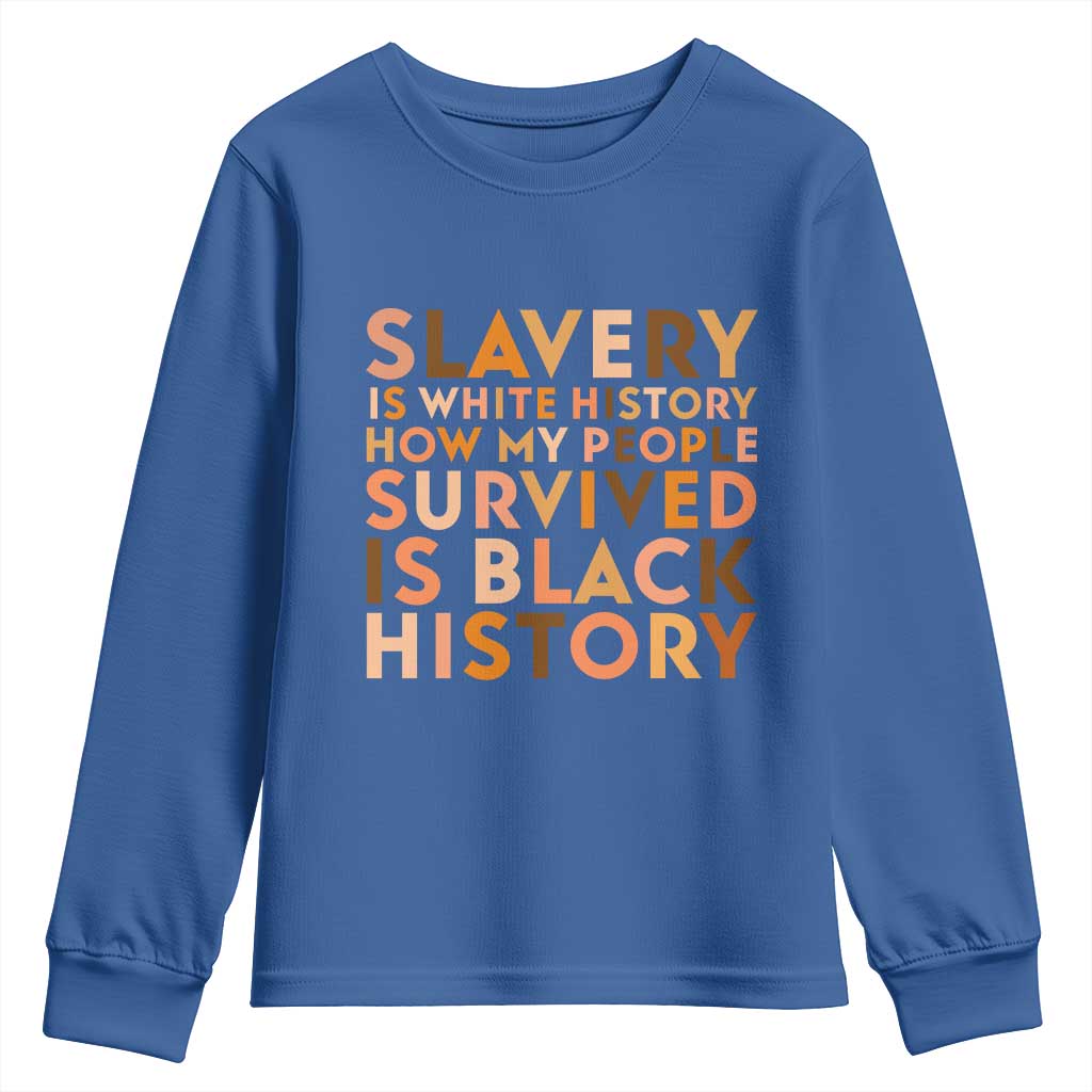 Black History Melanin Youth Sweatshirt Slavery Is White History How My People Survived Is Black History - Wonder Print Shop