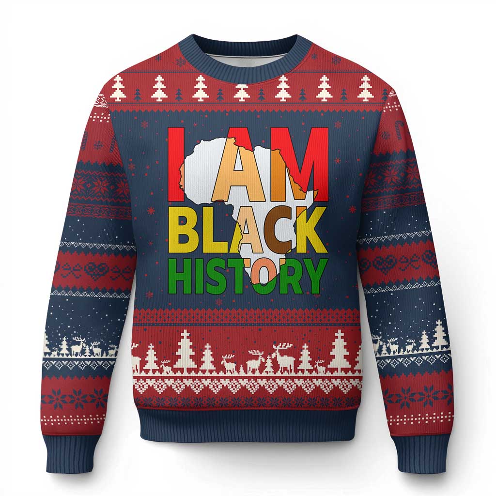 Black History Month African American Ugly Christmas Sweater I Am Black History - Wonder Print Shop