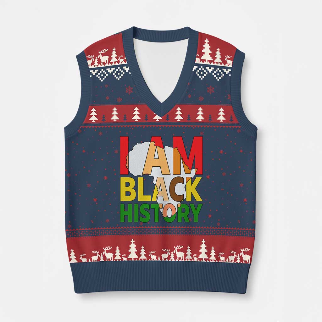 Black History Month African American V-Neck Knit Sweater Vest I Am Black History - Wonder Print Shop
