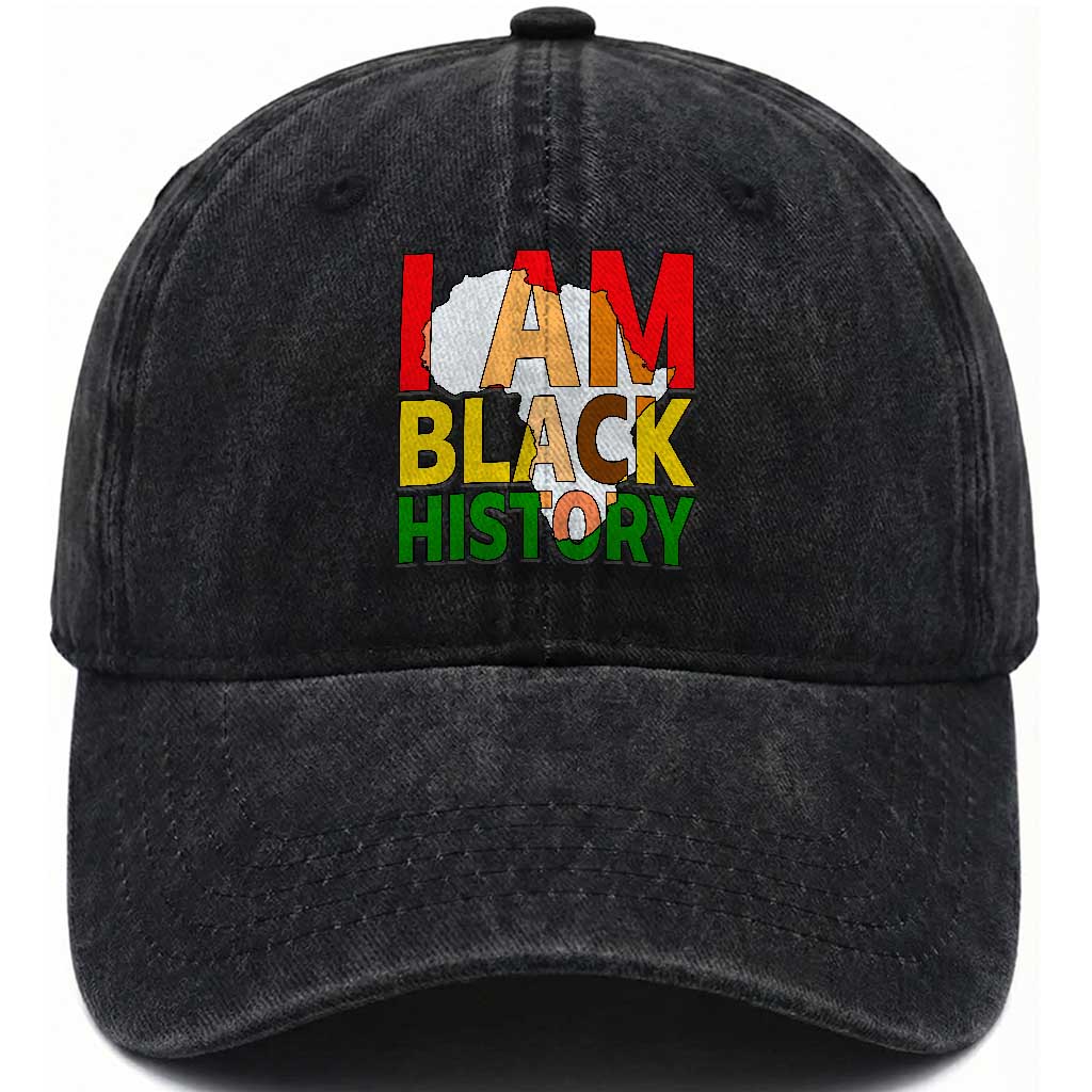 Black History Month African American Washed Cotton Baseball Cap I Am Black History