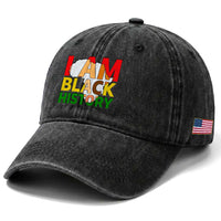 Black History Month African American Washed Cotton Baseball Cap I Am Black History