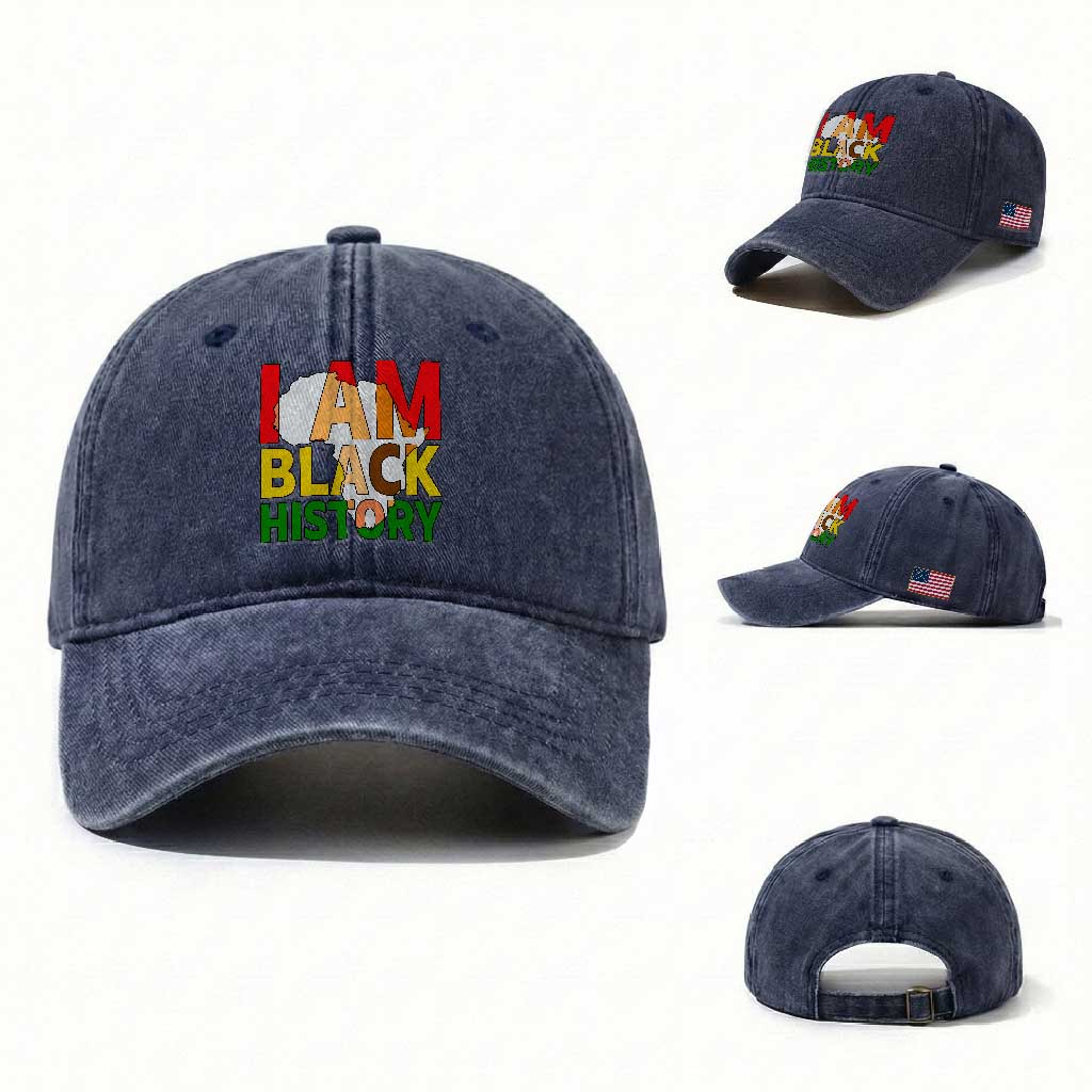 Black History Month African American Washed Cotton Baseball Cap I Am Black History