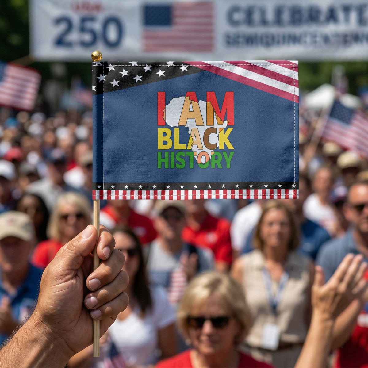 Black History Month African American Patriotic Handheld Flag I Am Black History