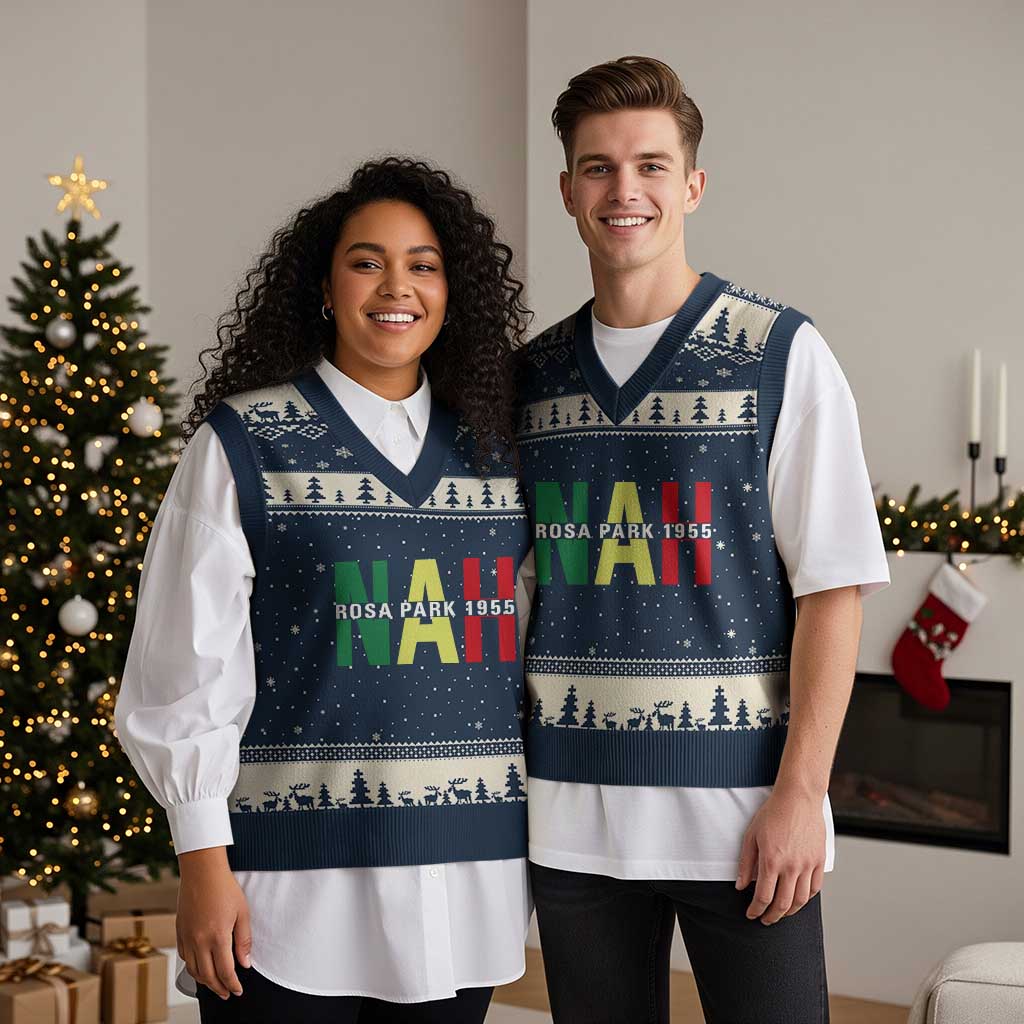 Nah Rosa Parks Quote V-Neck Knit Sweater Vest Black Movement Protest - Wonder Print Shop