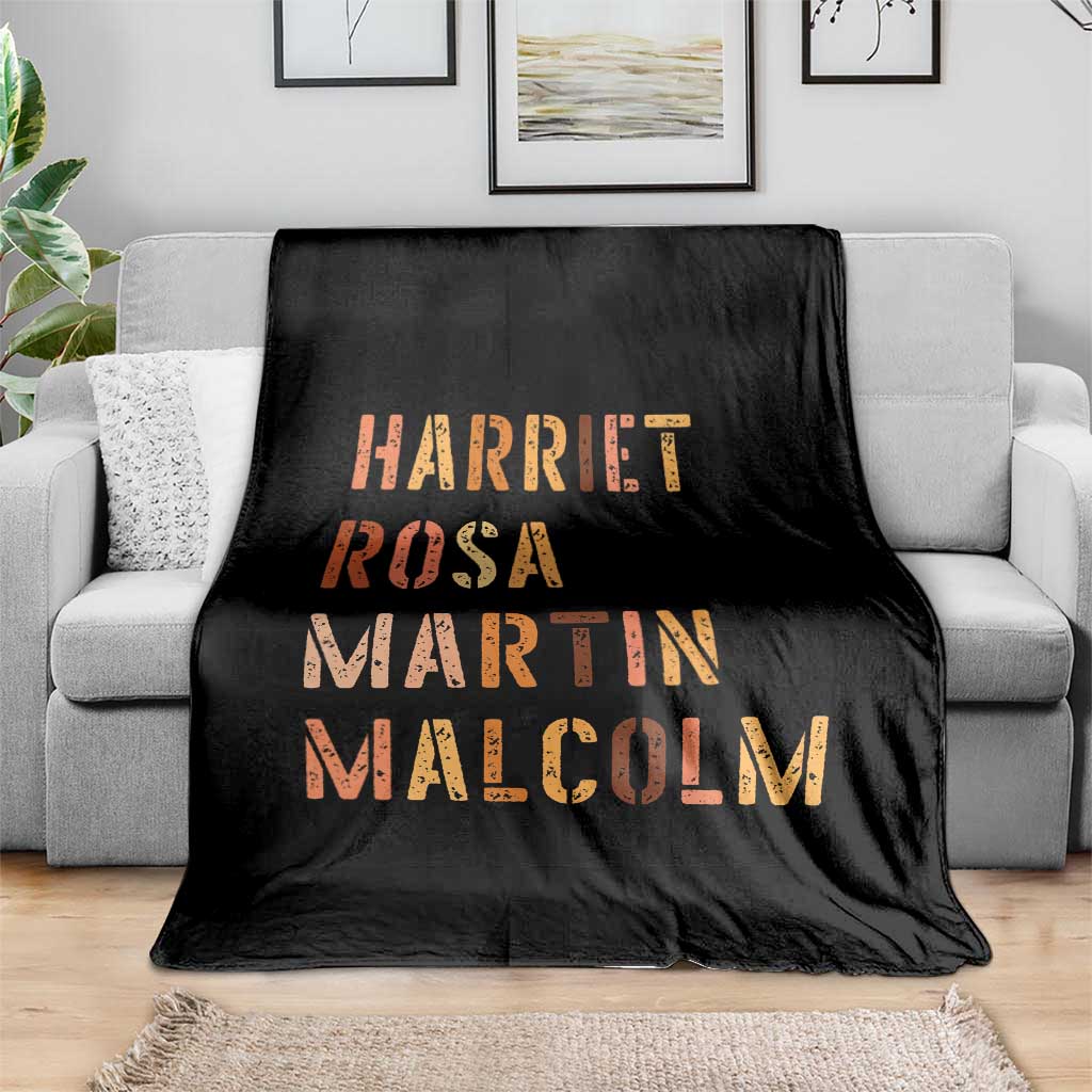 Black History Leaders Throw Blanket Harriet Rosa Martin Malcolm - Wonder Print Shop