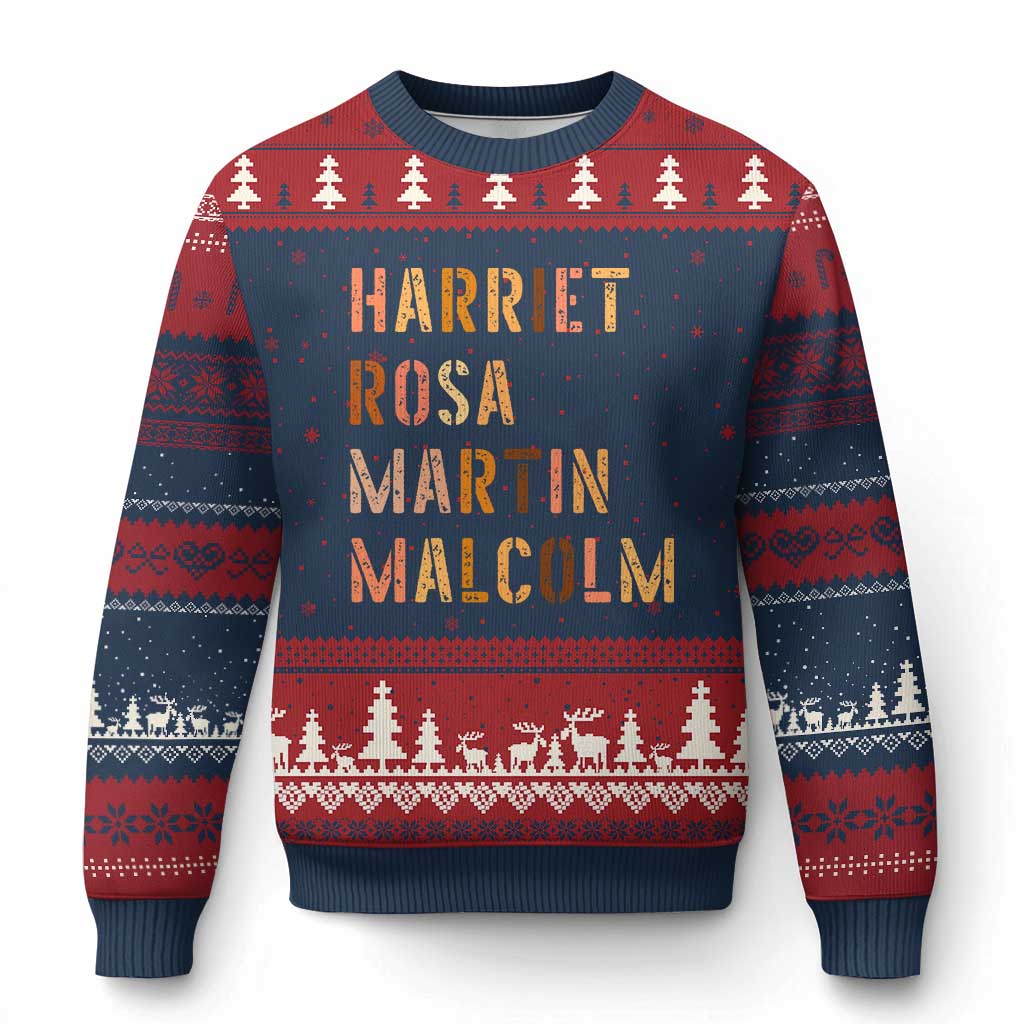 Black History Leaders Ugly Christmas Sweater Harriet Rosa Martin Malcolm - Wonder Print Shop