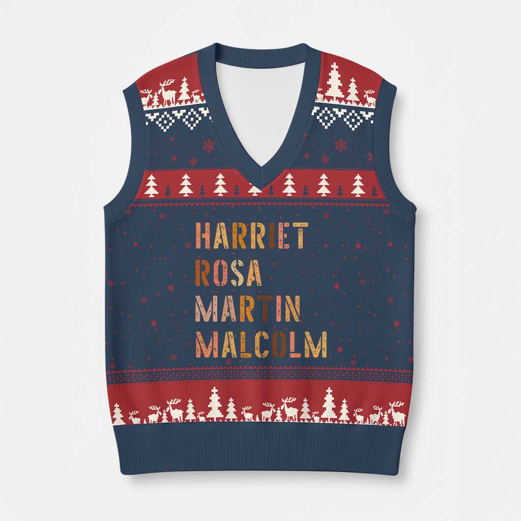 Black History Leaders V-Neck Knit Sweater Vest Harriet Rosa Martin Malcolm - Wonder Print Shop
