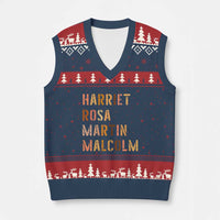 Black History Leaders V-Neck Knit Sweater Vest Harriet Rosa Martin Malcolm - Wonder Print Shop
