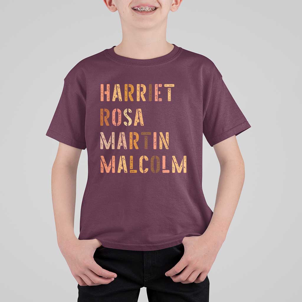 Black History Leaders T Shirt For Kid Harriet Rosa Martin Malcolm - Wonder Print Shop