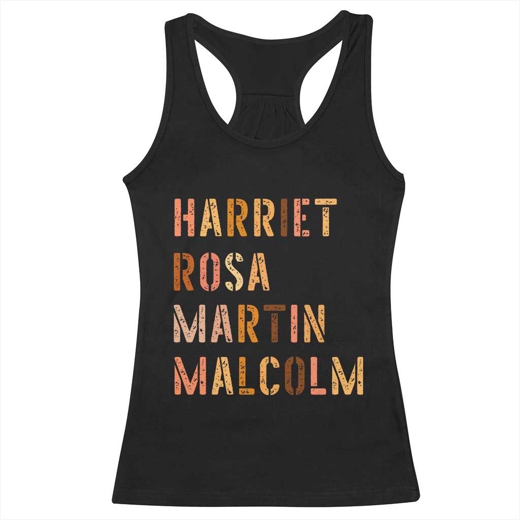 Black History Leaders Racerback Tank Top Harriet Rosa Martin Malcolm - Wonder Print Shop