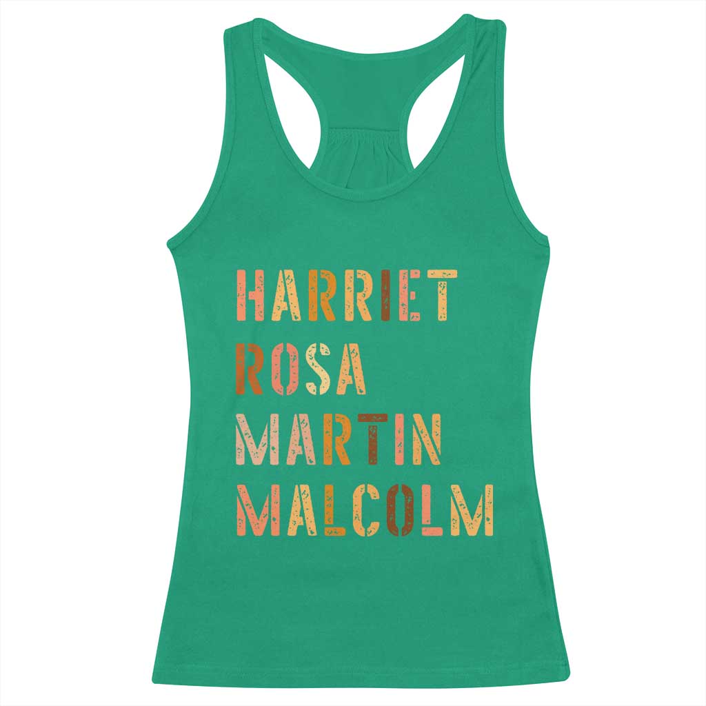 Black History Leaders Racerback Tank Top Harriet Rosa Martin Malcolm - Wonder Print Shop