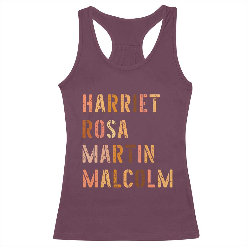 Black History Leaders Racerback Tank Top Harriet Rosa Martin Malcolm - Wonder Print Shop