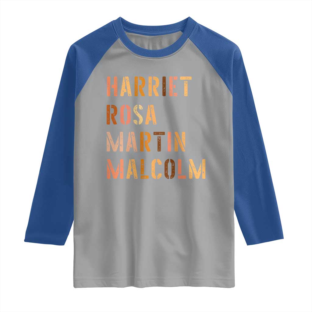 Black History Leaders Raglan Shirt Harriet Rosa Martin Malcolm - Wonder Print Shop