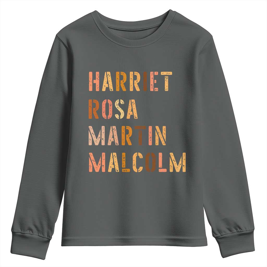 Black History Leaders Youth Sweatshirt Harriet Rosa Martin Malcolm - Wonder Print Shop