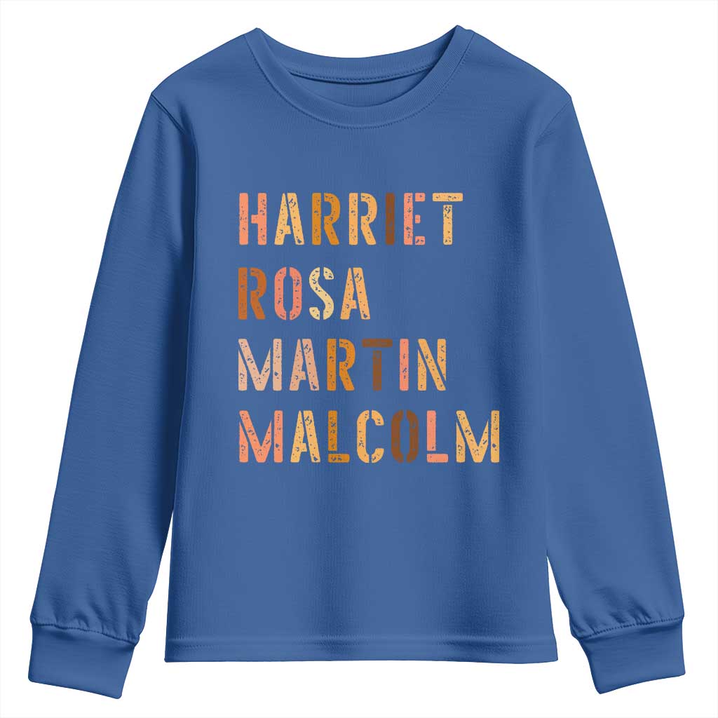 Black History Leaders Youth Sweatshirt Harriet Rosa Martin Malcolm - Wonder Print Shop