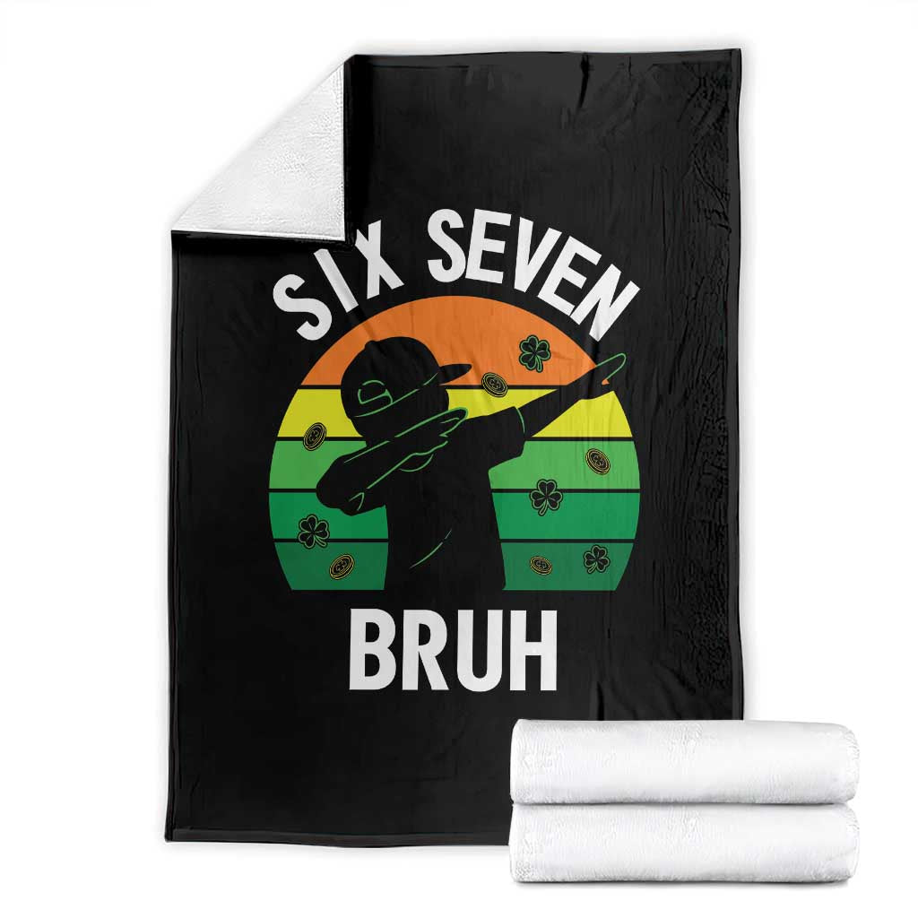 67 Bruh St Patricks Day Throw Blanket Funny Six Seven Boys Kids Dabbing Meme