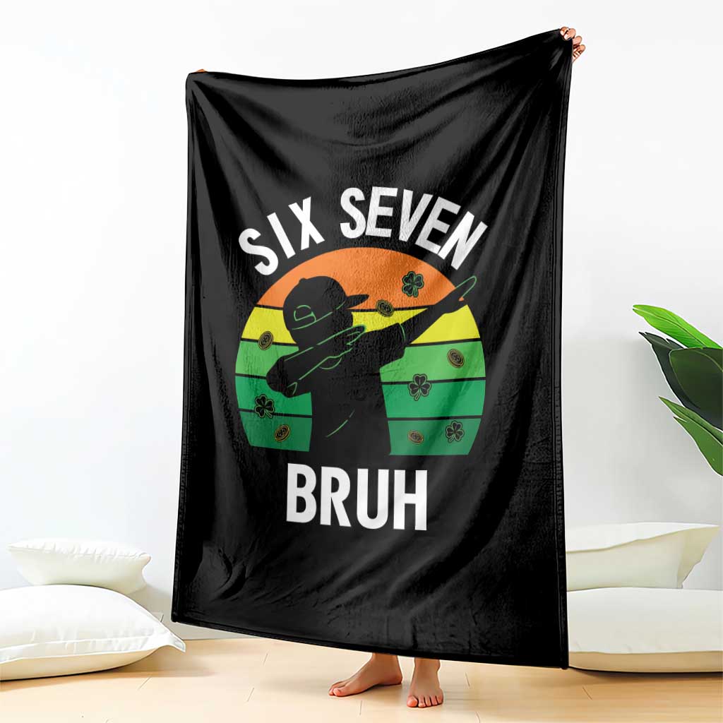67 Bruh St Patricks Day Throw Blanket Funny Six Seven Boys Kids Dabbing Meme