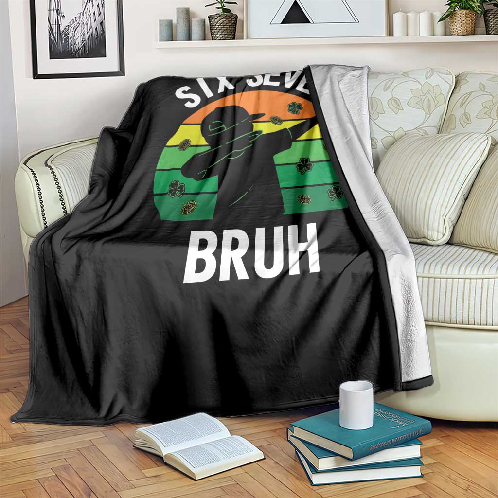 67 Bruh St Patricks Day Throw Blanket Funny Six Seven Boys Kids Dabbing Meme