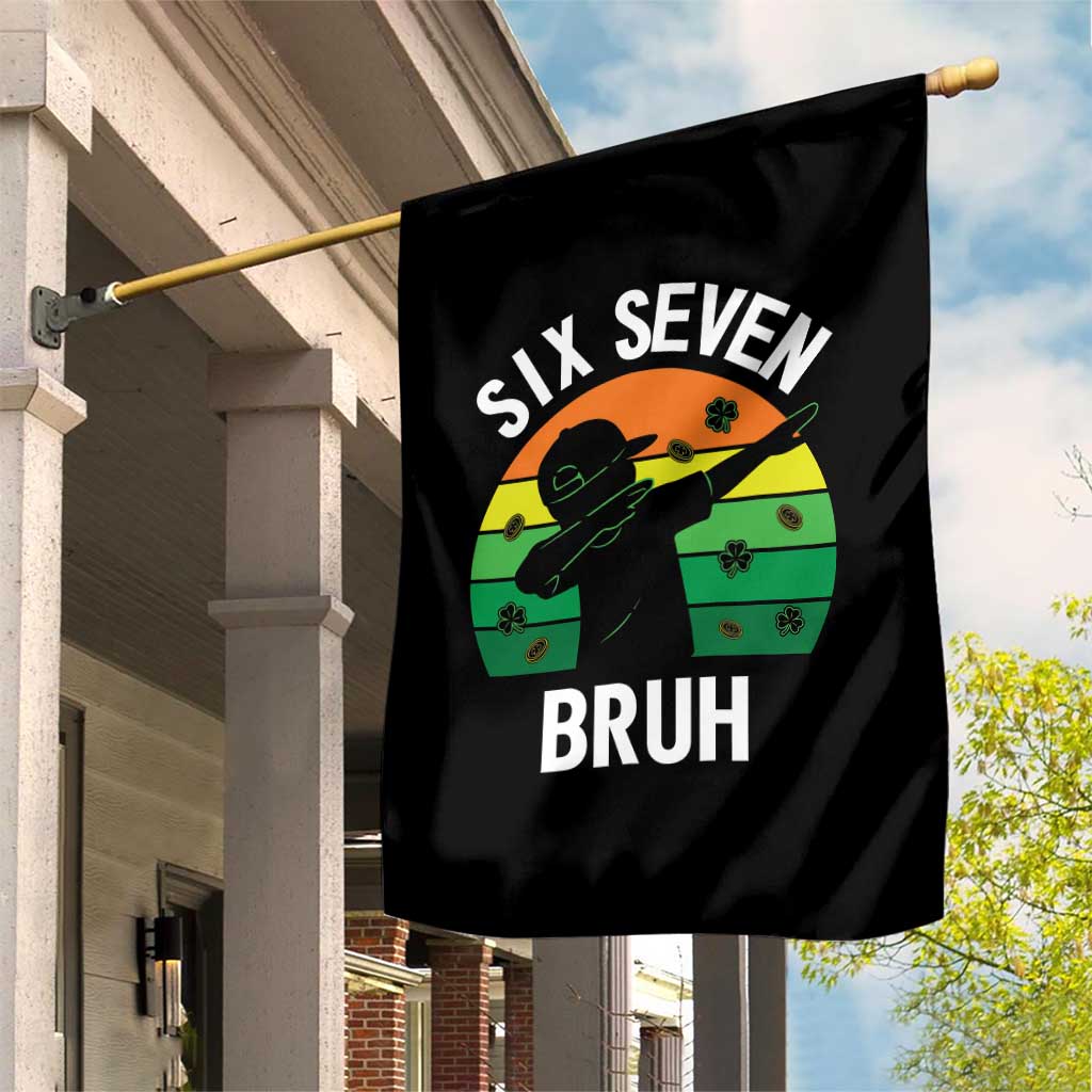 67 Bruh St Patricks Day Garden Flag Funny Six Seven Boys Kids Dabbing Meme