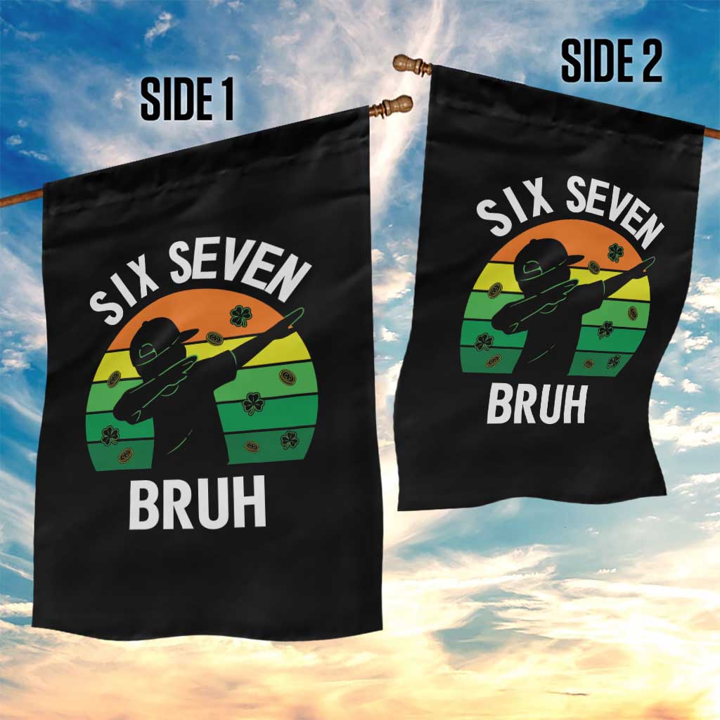 67 Bruh St Patricks Day Garden Flag Funny Six Seven Boys Kids Dabbing Meme