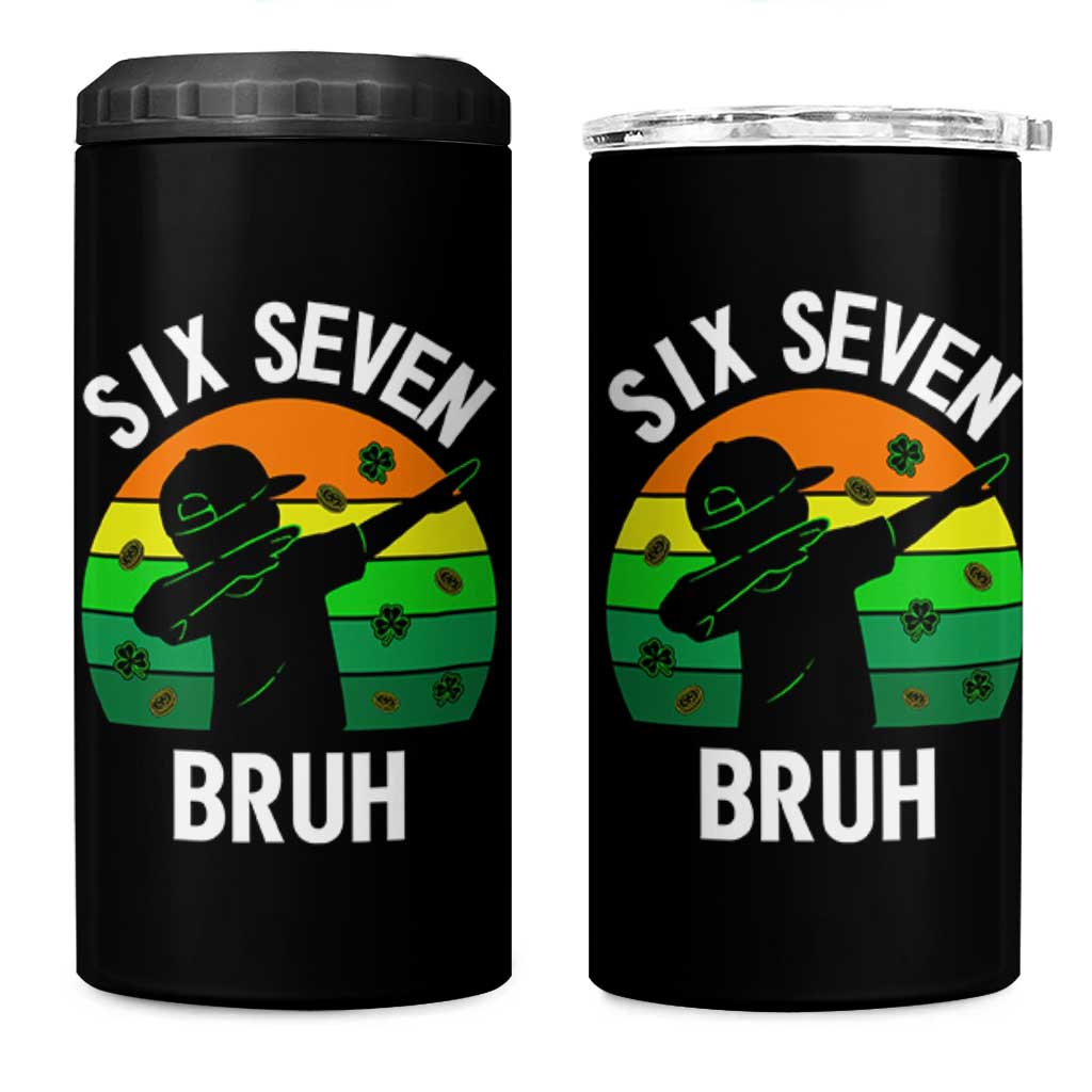 67 Bruh St Patricks Day 4 in 1 Can Cooler Tumbler Funny Six Seven Boys Kids Dabbing Meme