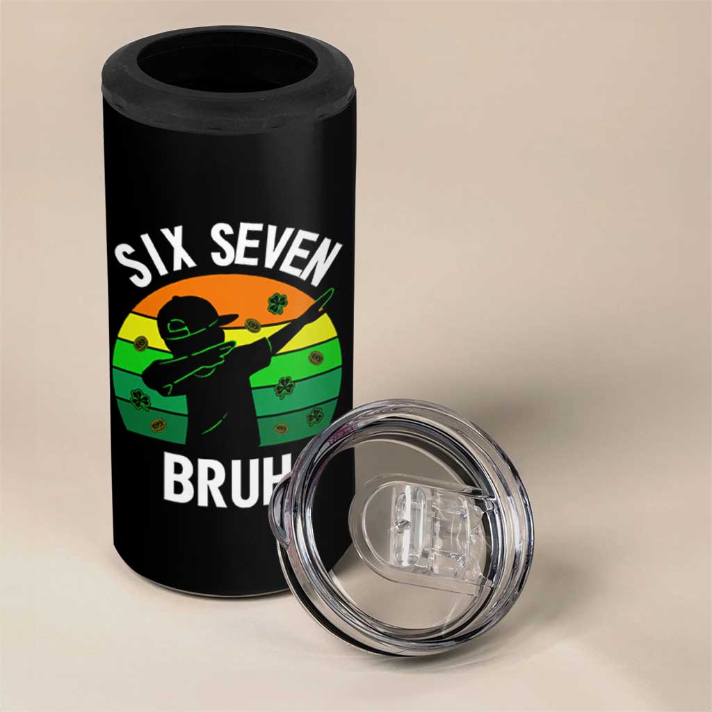 67 Bruh St Patricks Day 4 in 1 Can Cooler Tumbler Funny Six Seven Boys Kids Dabbing Meme