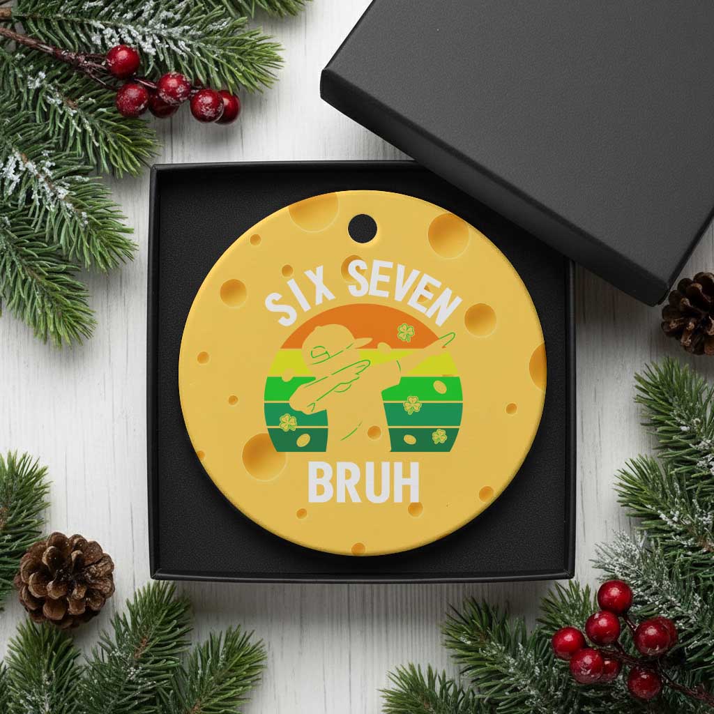 67 Bruh St Patricks Day Ceramic Ornament Funny Six Seven Boys Kids Dabbing Meme