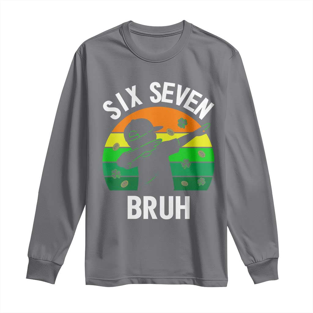 67 Bruh St Patricks Day Long Sleeve Shirt Funny Six Seven Boys Kids Dabbing Meme