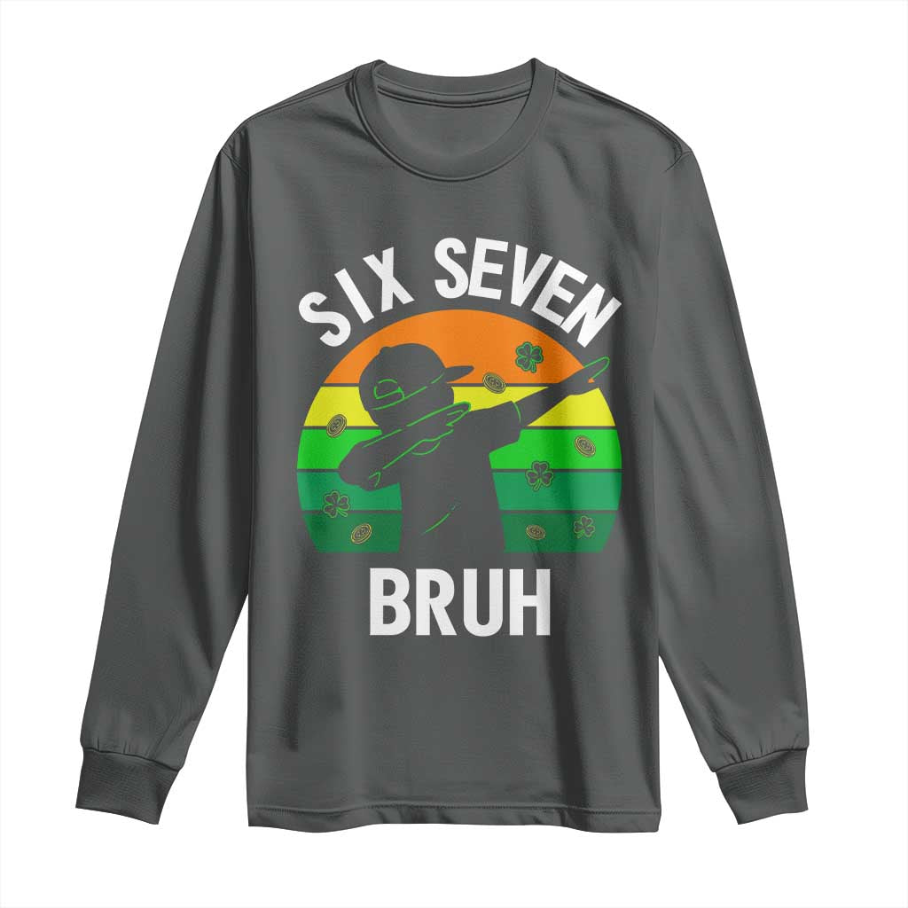 67 Bruh St Patricks Day Long Sleeve Shirt Funny Six Seven Boys Kids Dabbing Meme