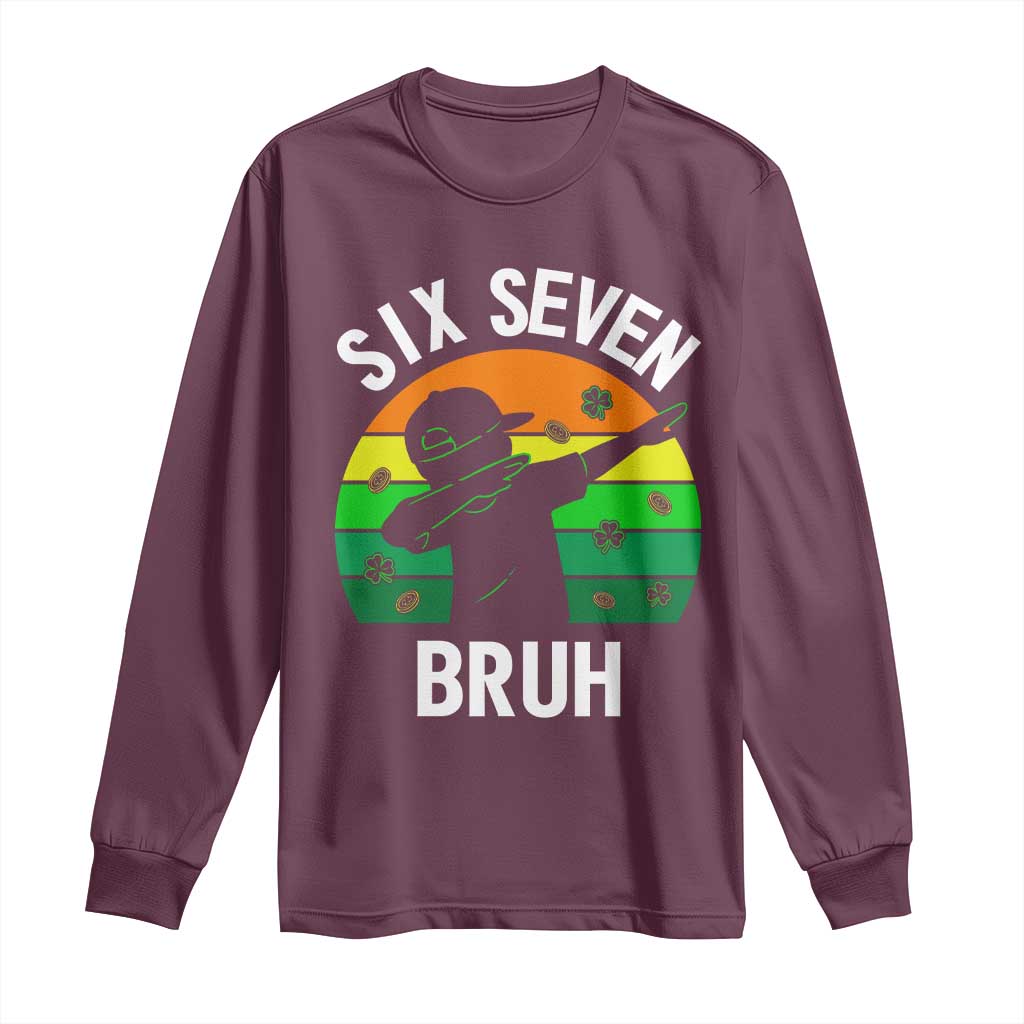 67 Bruh St Patricks Day Long Sleeve Shirt Funny Six Seven Boys Kids Dabbing Meme