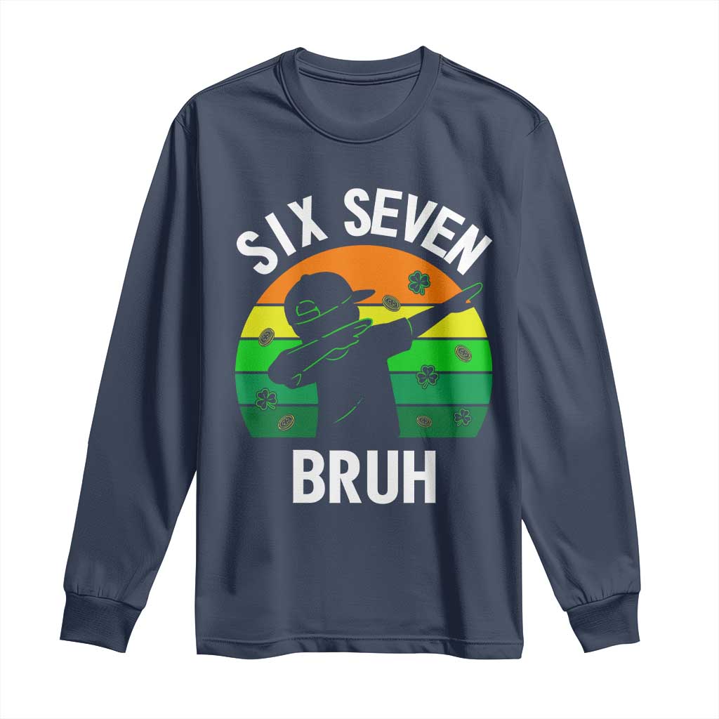 67 Bruh St Patricks Day Long Sleeve Shirt Funny Six Seven Boys Kids Dabbing Meme