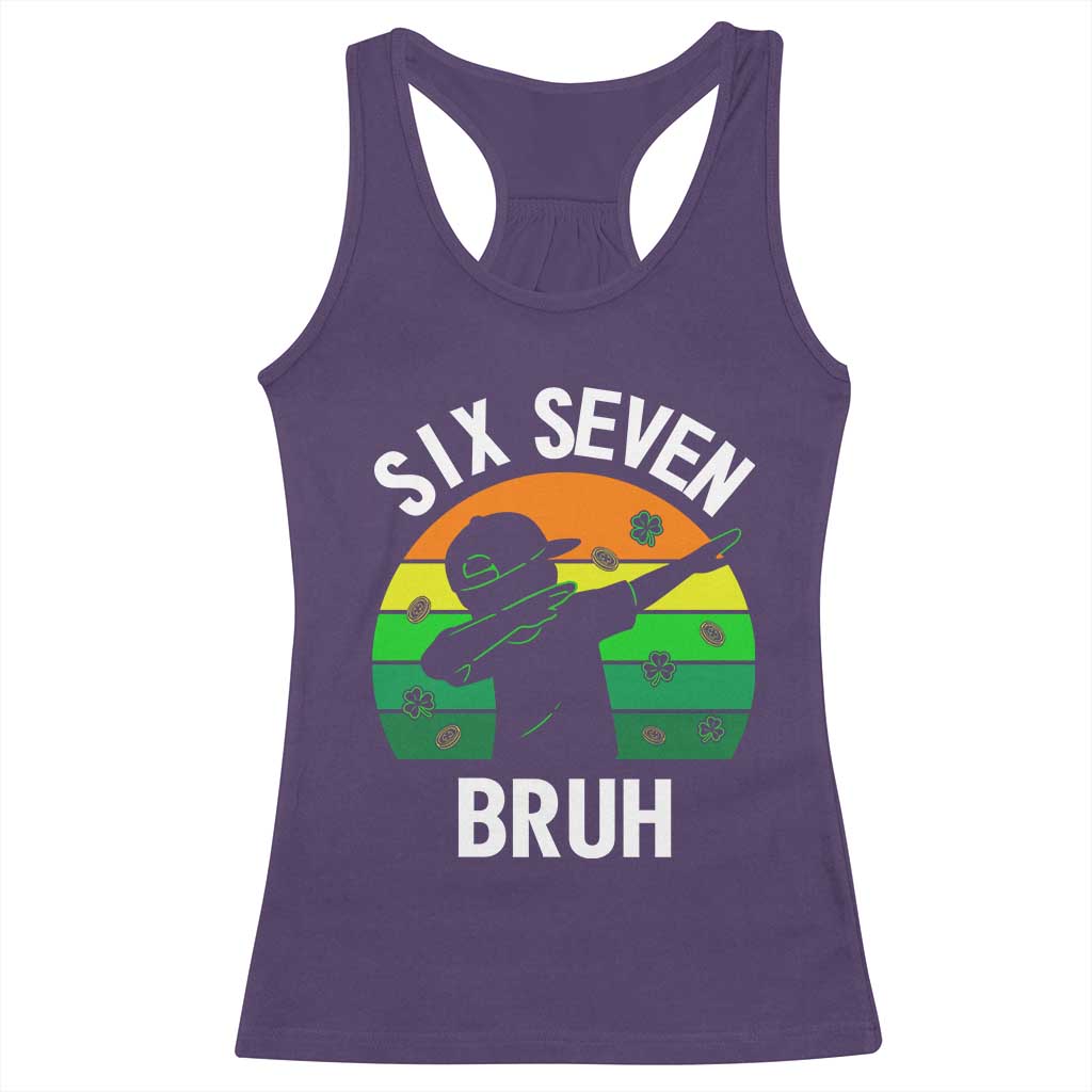 67 Bruh St Patricks Day Racerback Tank Top Funny Six Seven Boys Kids Dabbing Meme