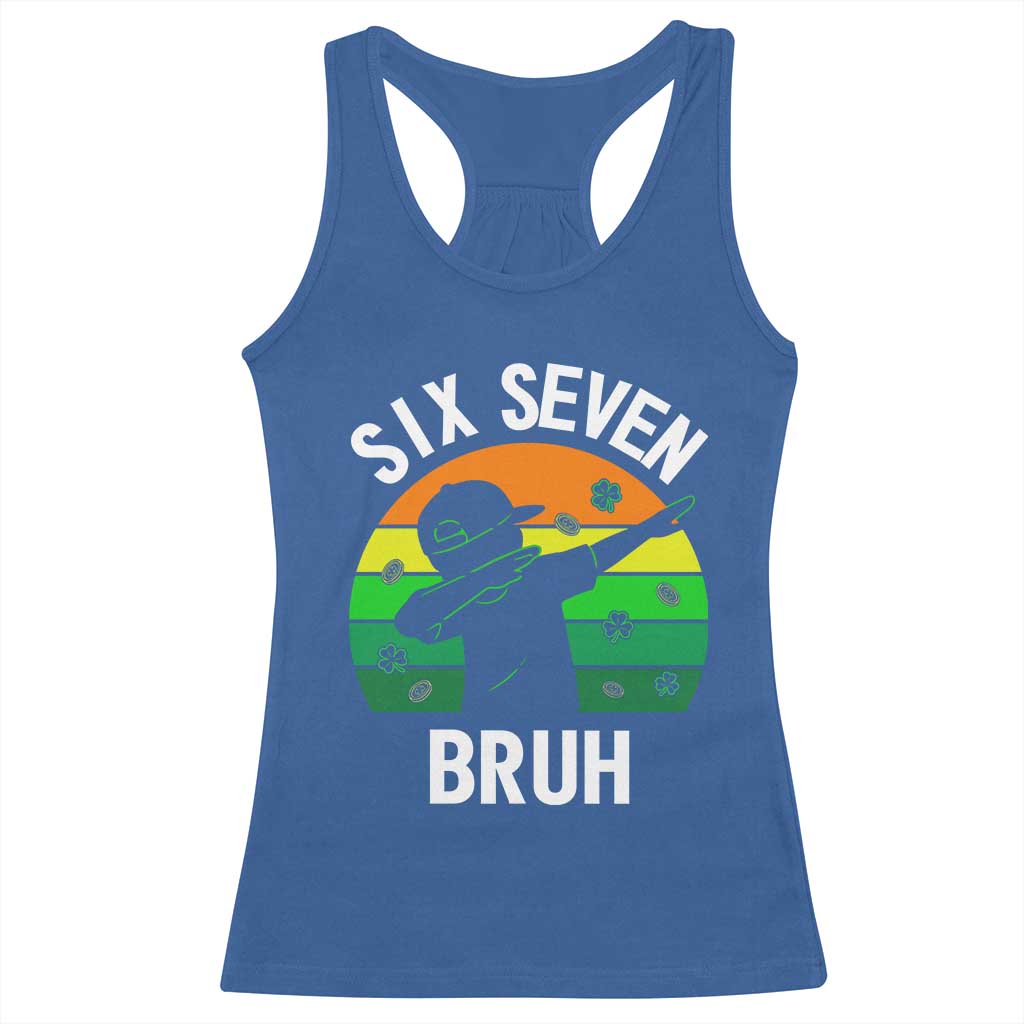 67 Bruh St Patricks Day Racerback Tank Top Funny Six Seven Boys Kids Dabbing Meme
