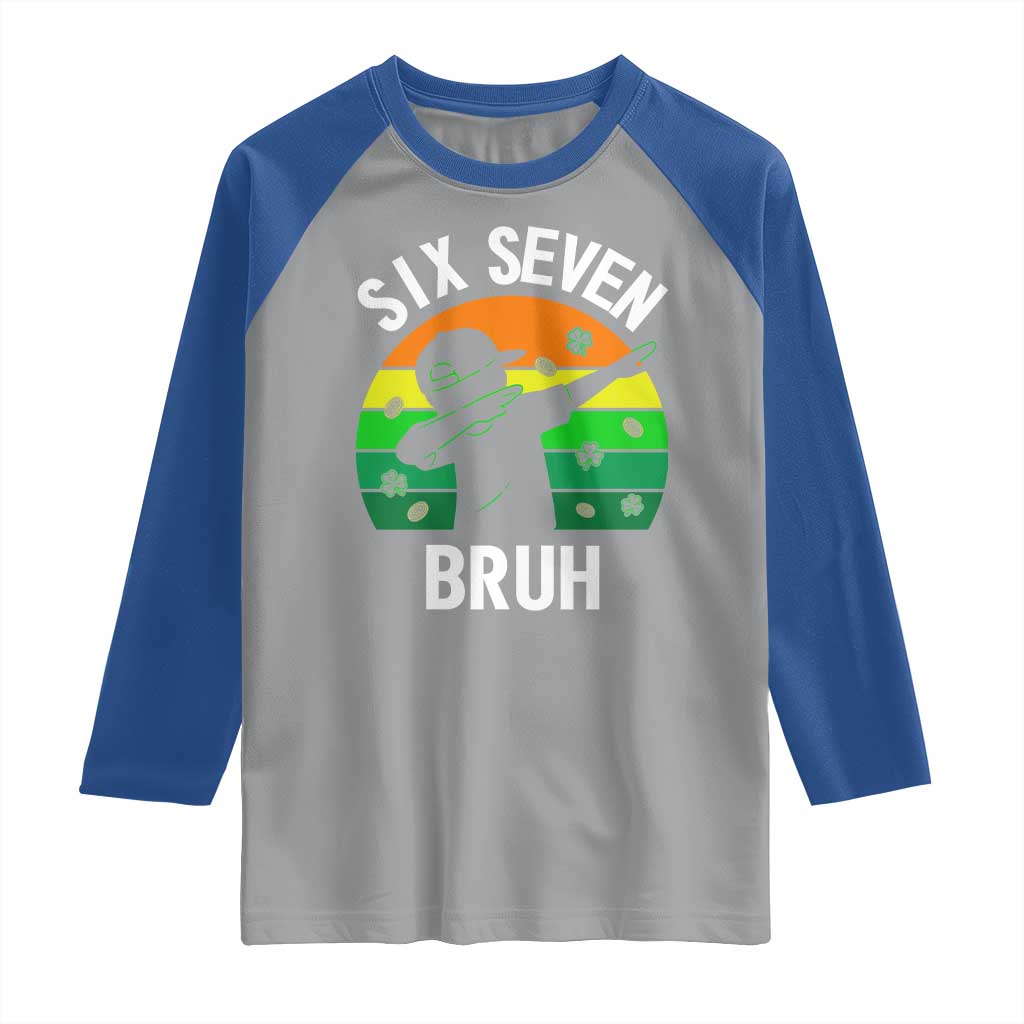 67 Bruh St Patricks Day Raglan Shirt Funny Six Seven Boys Kids Dabbing Meme