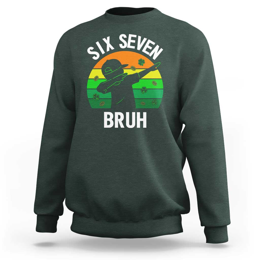 67 Bruh St Patricks Day Sweatshirt Funny Six Seven Boys Kids Dabbing Meme