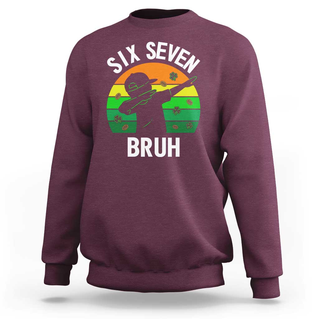 67 Bruh St Patricks Day Sweatshirt Funny Six Seven Boys Kids Dabbing Meme
