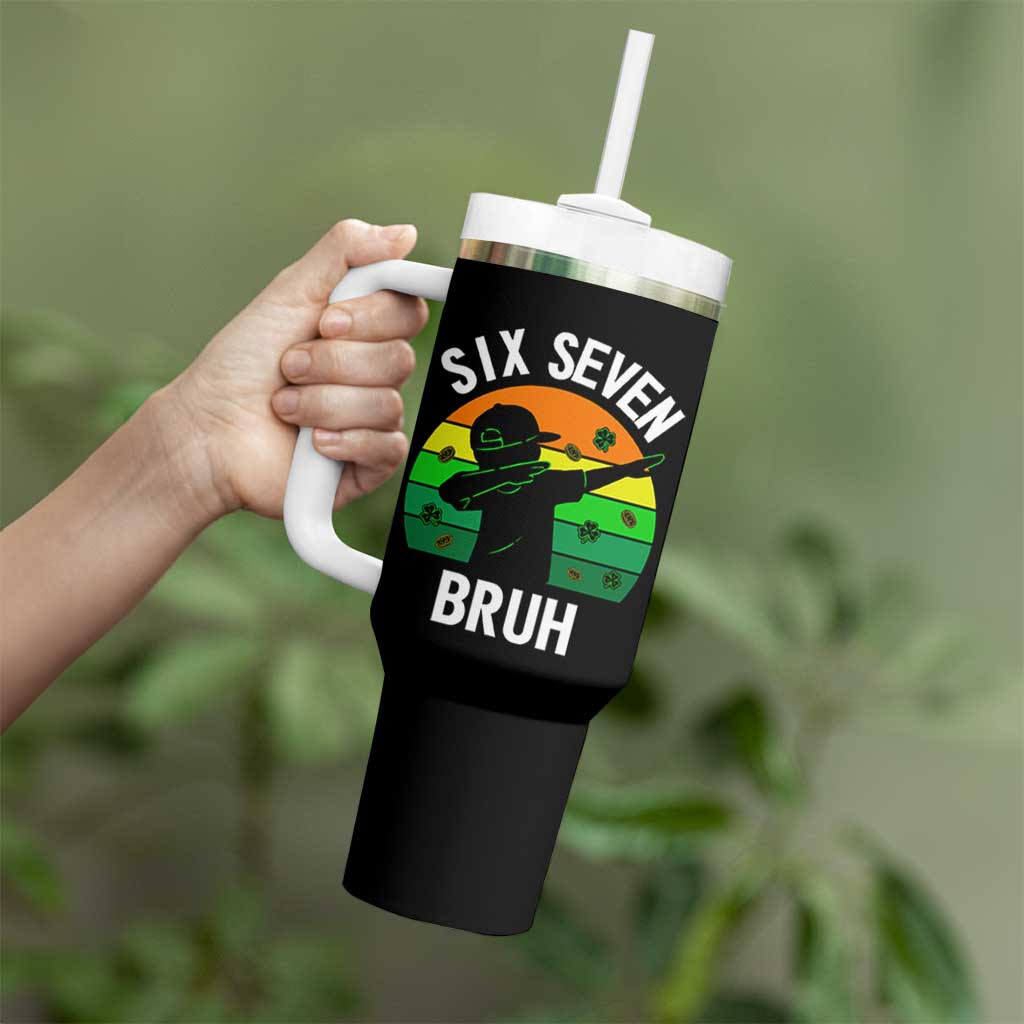 67 Bruh St Patricks Day Tumbler With Handle Funny Six Seven Boys Kids Dabbing Meme