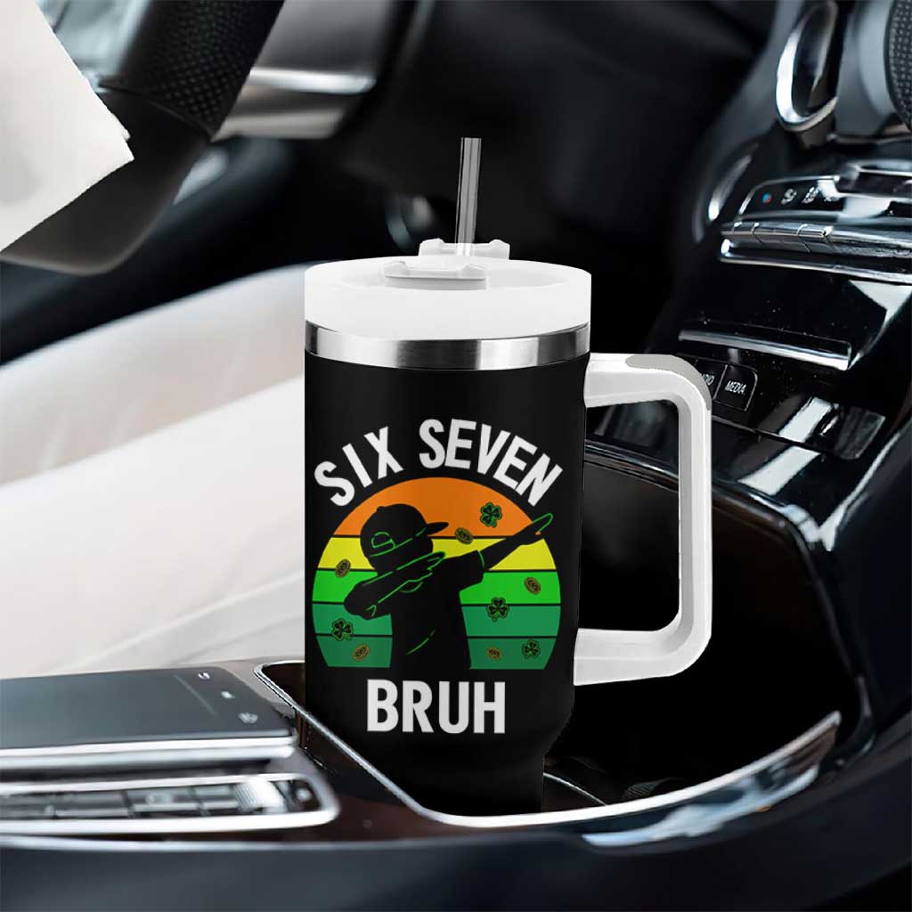 67 Bruh St Patricks Day Tumbler With Handle Funny Six Seven Boys Kids Dabbing Meme