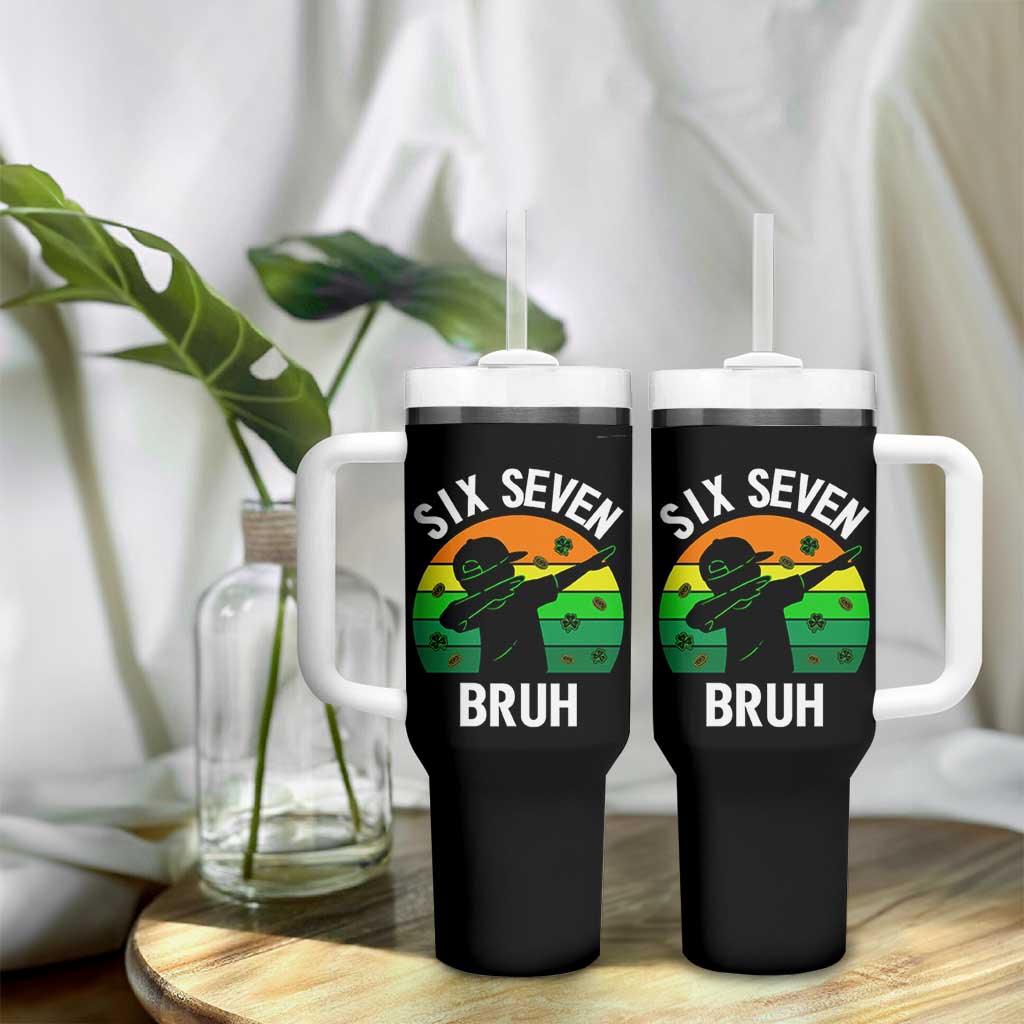 67 Bruh St Patricks Day Tumbler With Handle Funny Six Seven Boys Kids Dabbing Meme