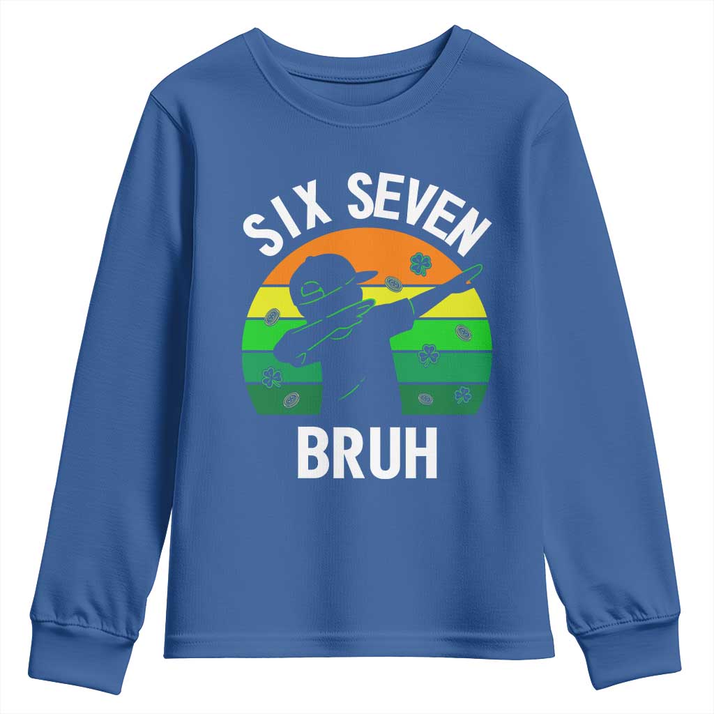 67 Bruh St Patricks Day Youth Sweatshirt Funny Six Seven Boys Kids Dabbing Meme