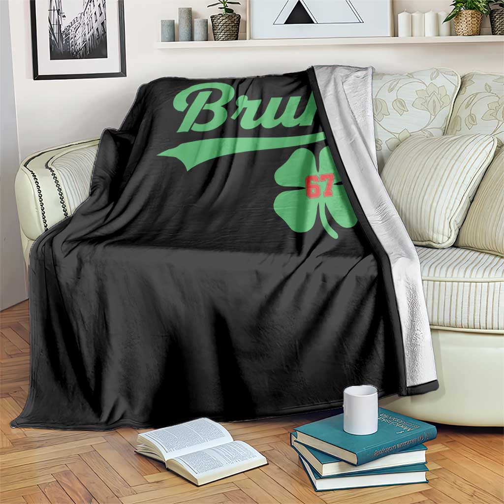 67 Bruh St Patricks Day Throw Blanket Funny Six Seven Shamrock Meme