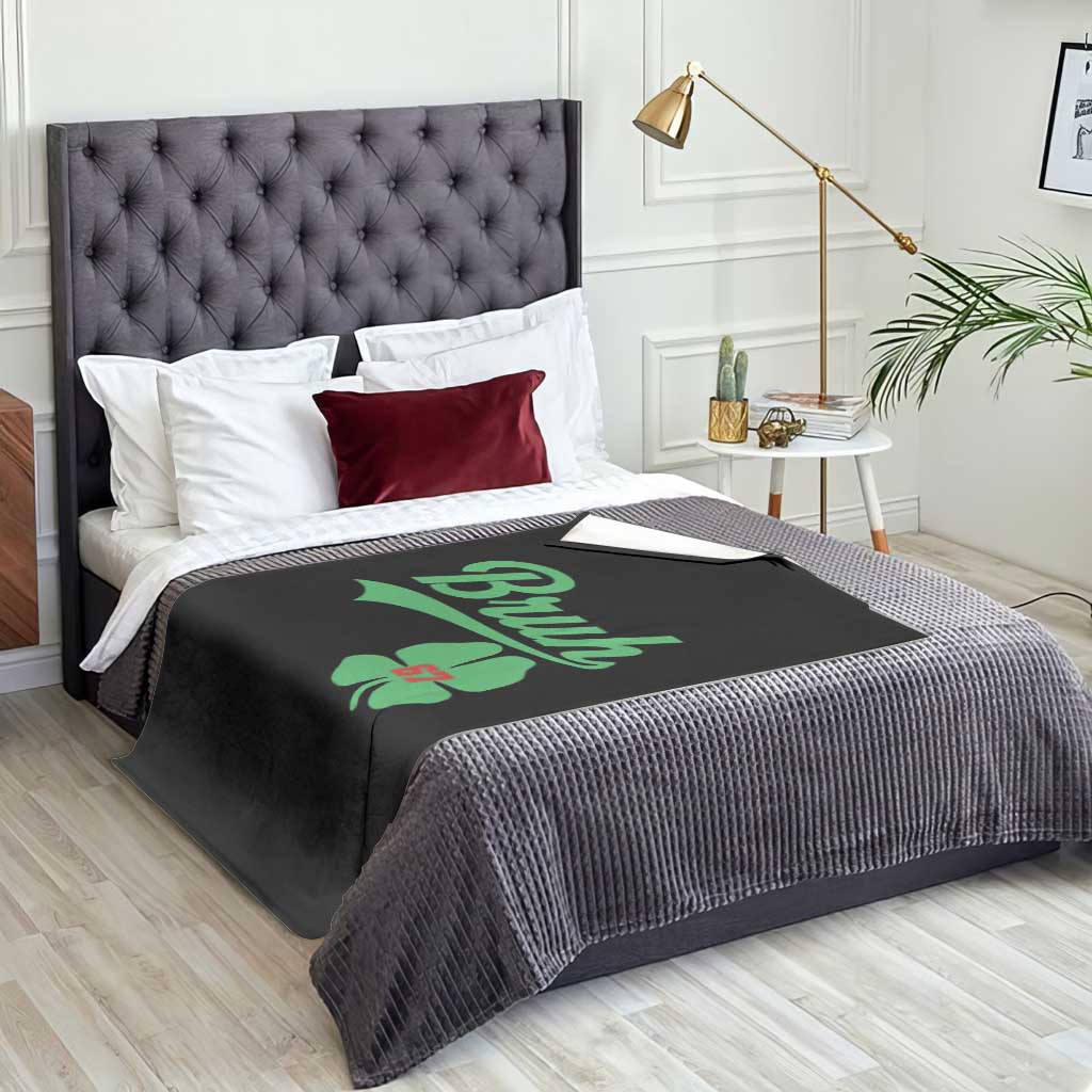67 Bruh St Patricks Day Throw Blanket Funny Six Seven Shamrock Meme
