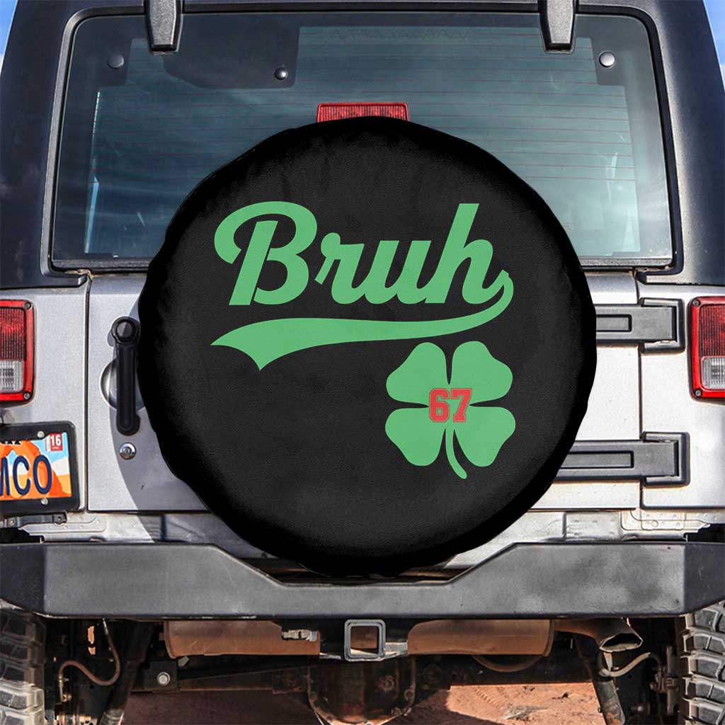 67 Bruh St Patricks Day Spare Tire Cover Funny Six Seven Shamrock Meme