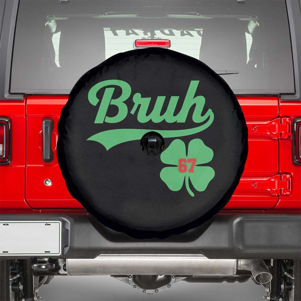 67 Bruh St Patricks Day Spare Tire Cover Funny Six Seven Shamrock Meme