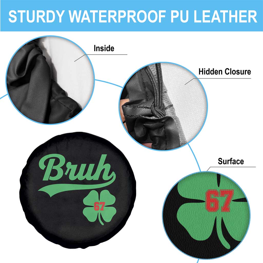 67 Bruh St Patricks Day Spare Tire Cover Funny Six Seven Shamrock Meme