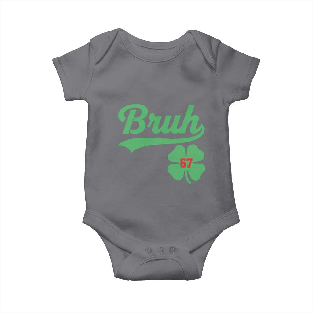 67 Bruh St Patricks Day Baby Onesie Funny Six Seven Shamrock Meme